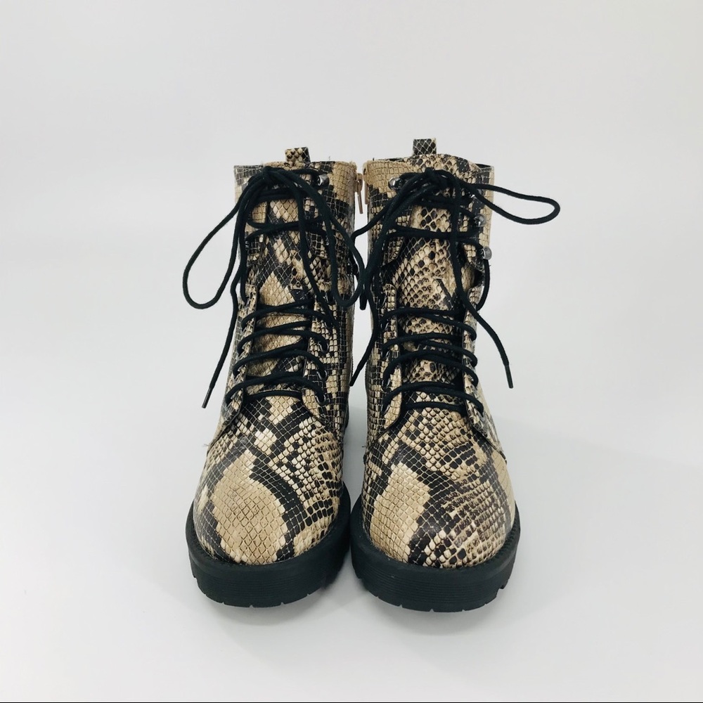 MIA Miki Snake Print Combat Boot